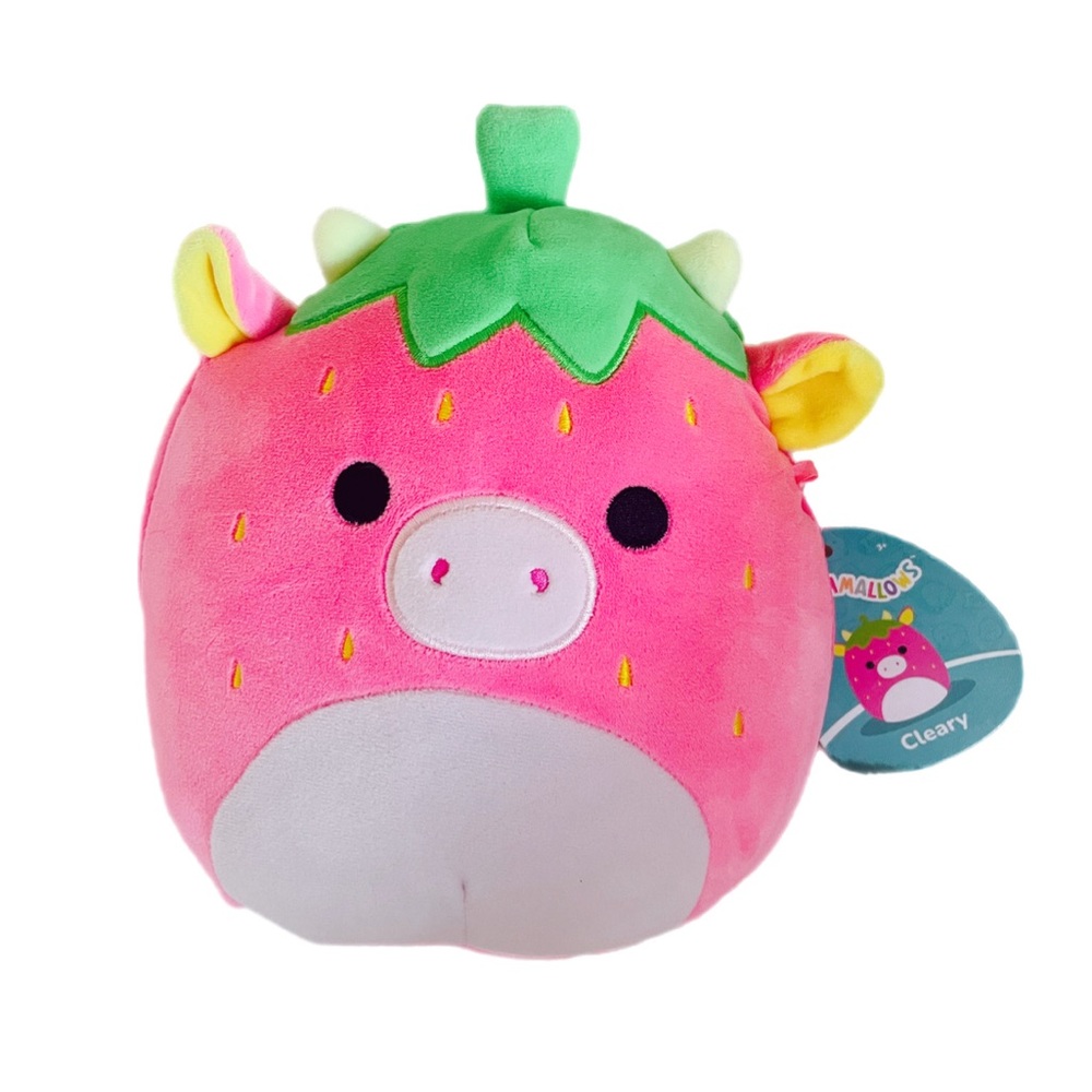 Squishmallows Cleary Strawberry Cow Plush Toy 8”